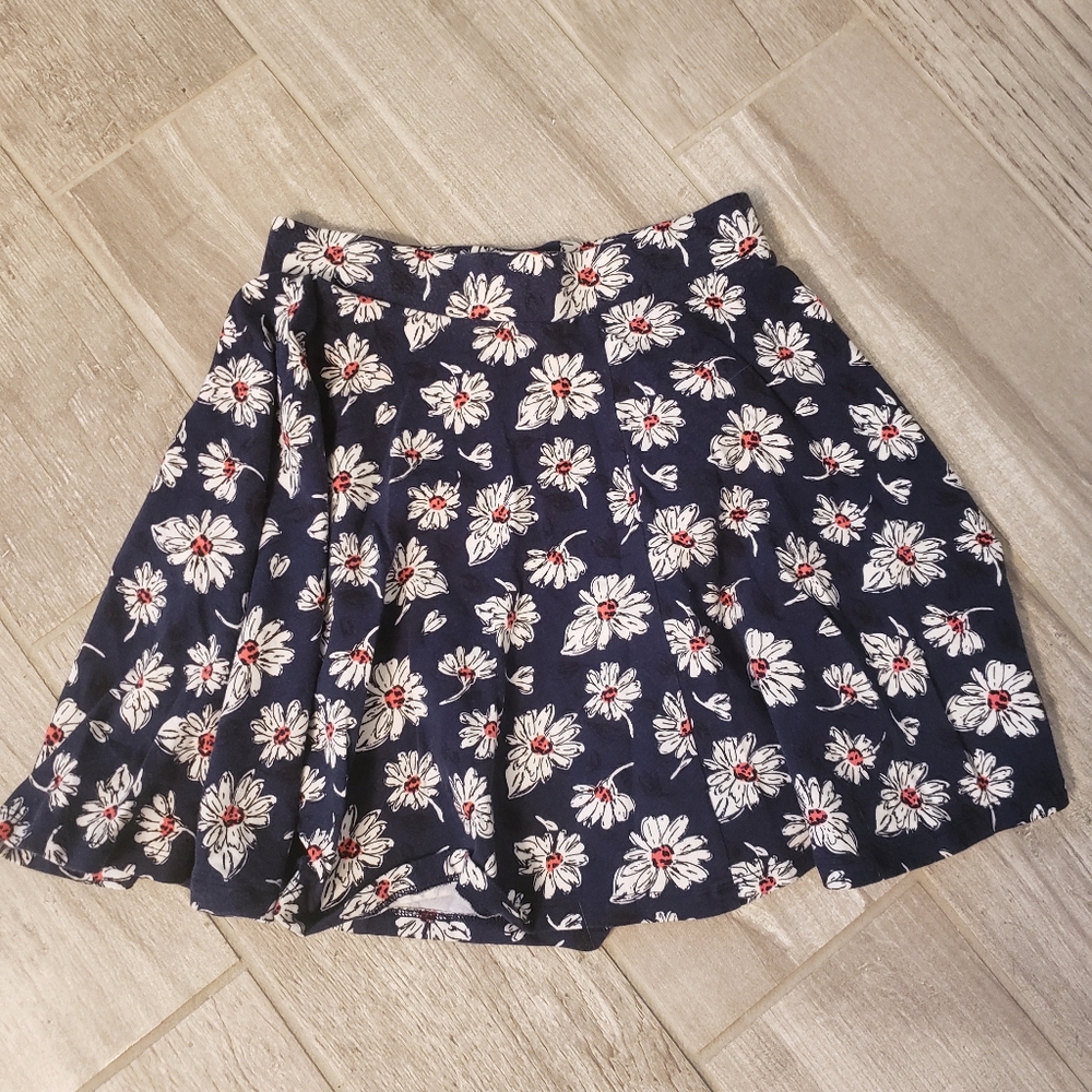 Blue Floral Skater Skirt